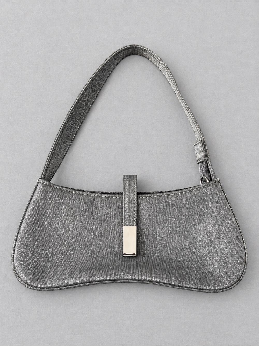 Vintage Fairweather Metallic Charcoal Shoulder Bag Silver Clasp Purse